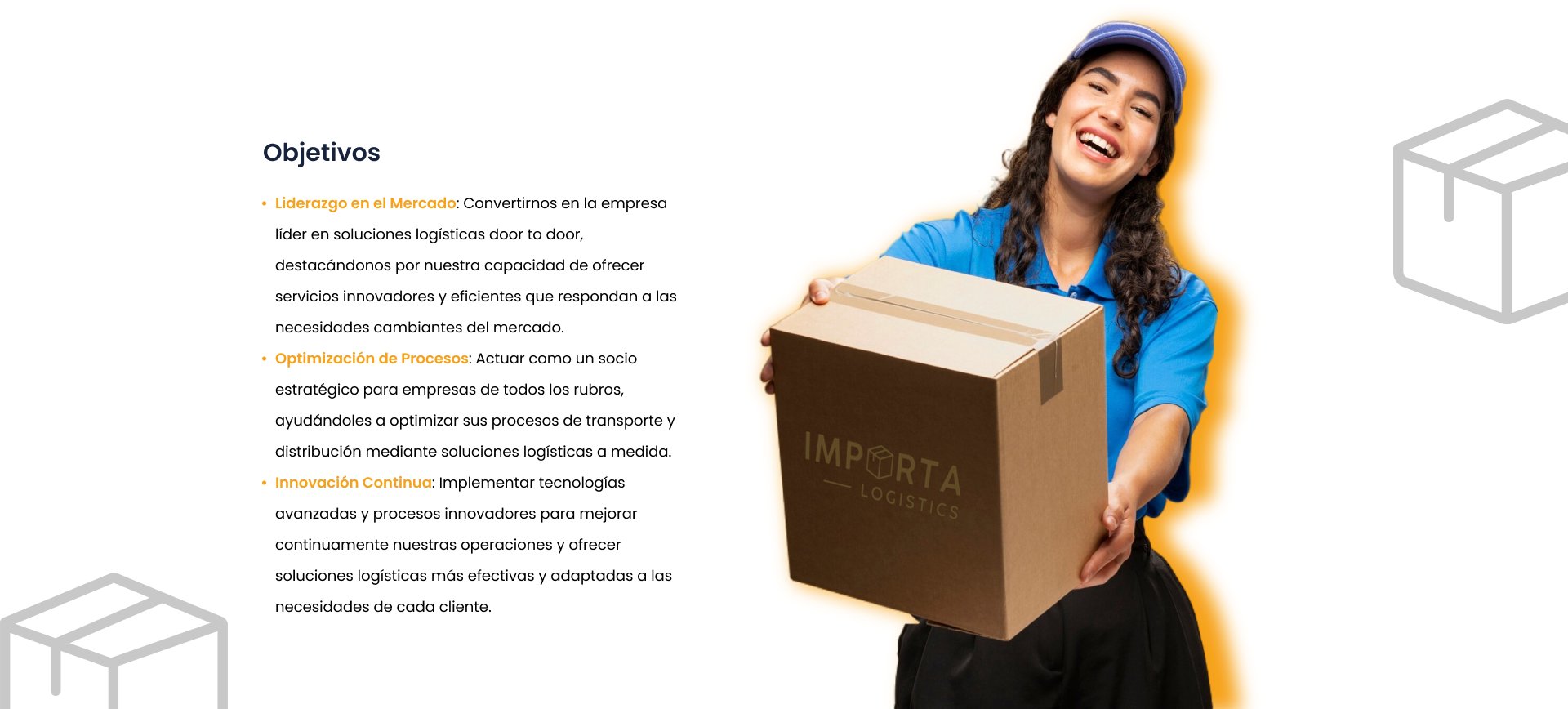 Objetivos de Importa Logistics: liderazgo en el mercado, optimización de procesos e innovación continua