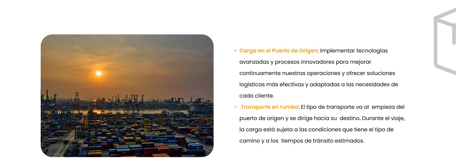 Carga en el puerto de origen y transporte en rumbo